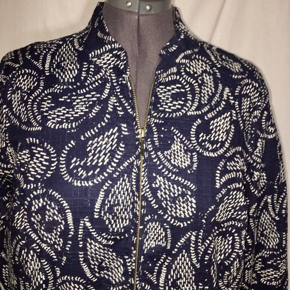 CJ Banks Jacket Womens X 14W Used Navy No Collar Zip Front Lightweight - Picture 4 of 12